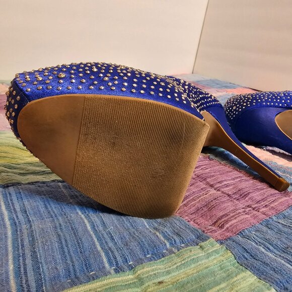 Forever 21 Blue Sparkly Platform Heels, Size 9 - Picture 6 of 10